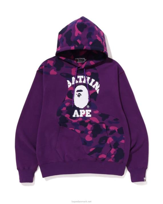 A Bathing Ape Mænd farve camo college cutting afslappet pasform hættetrøje HH6J298 lilla