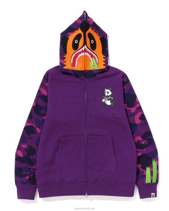 A Bathing Ape Mænd farve camo panda hættetrøje med fuld lynlås HH6J187 lilla