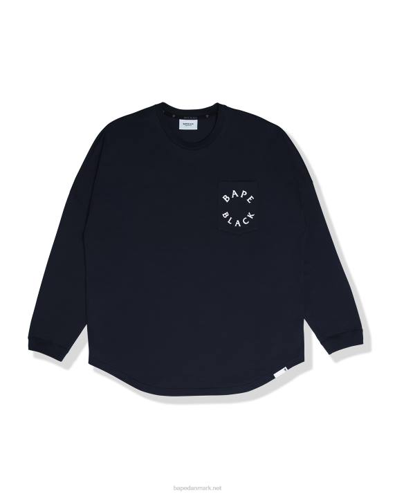 A Bathing Ape Mænd langærmet t-shirt med logotryk HH6J352 Marine blå