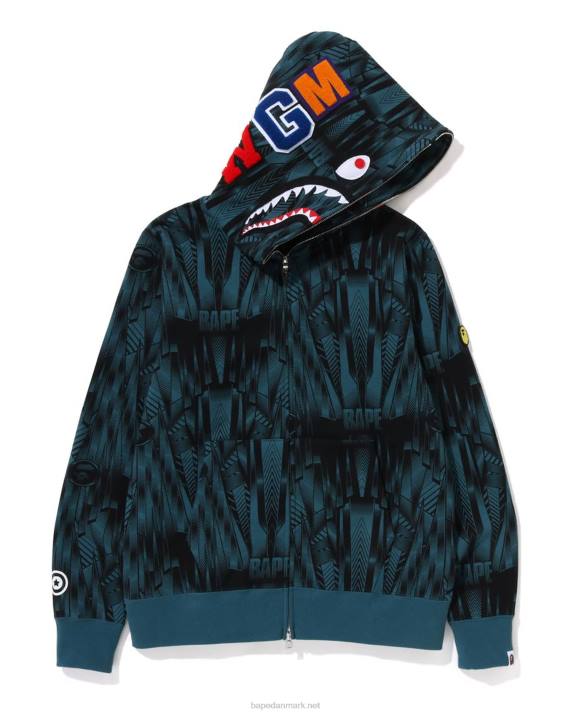 A Bathing Ape Mænd speed racer shark hættetrøje med fuld lynlås HH6J303 blå