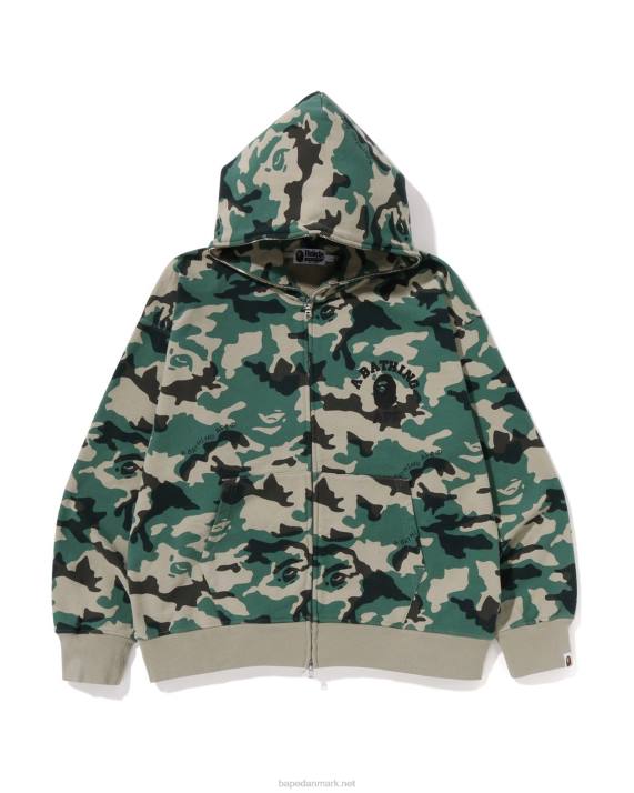 A Bathing Ape Mænd woodland camo hættetrøje med løs pasform med fuld lynlås HH6J219 militærgrøn