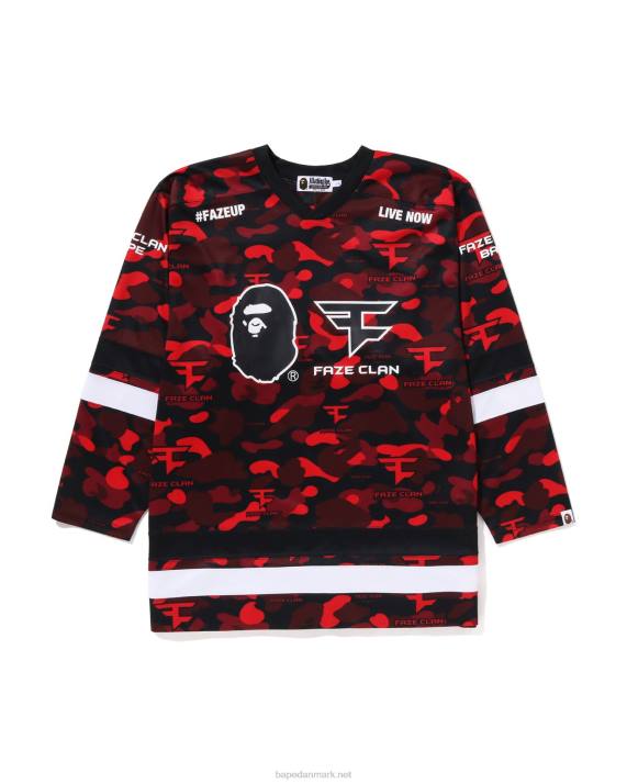 Mænd bape x faze klan hockey t-shirt HH6J262 knaldrød